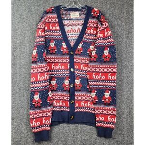 Daisys Boutique‎ Christmas Cardigan Mens XXL Navy Santa Ho Ho Ho Ugly Sweater